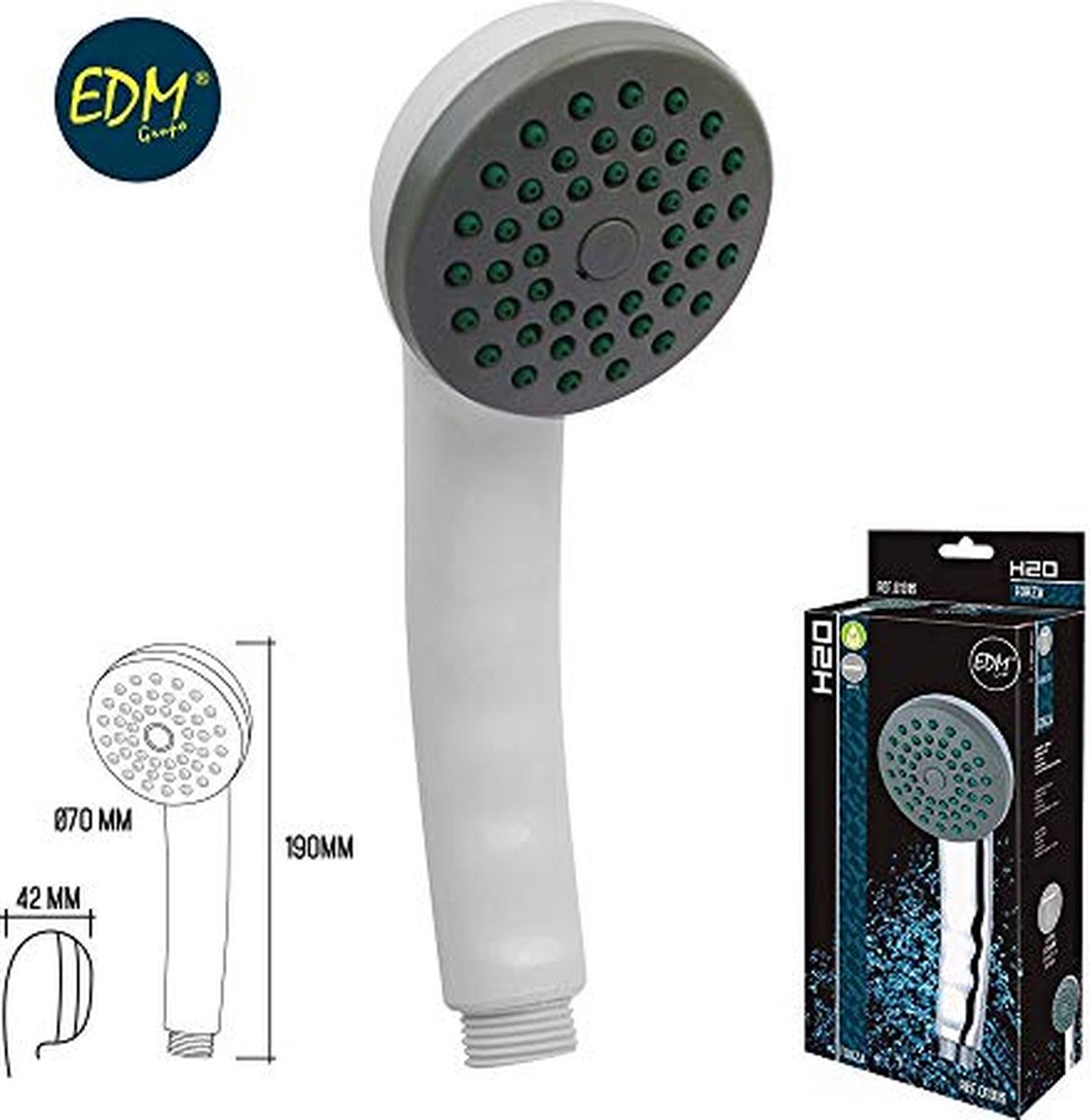 EDM Douchekop wit Ø7x4.2x19cm Badkamer Douche Douchekop bol