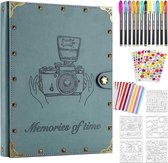 SHOP YOLO- Fotoalbum Plakalbum Diy Vintage Scrapbook Album Kopen Leer Inclusief Accessoires Plakboek-cadeau