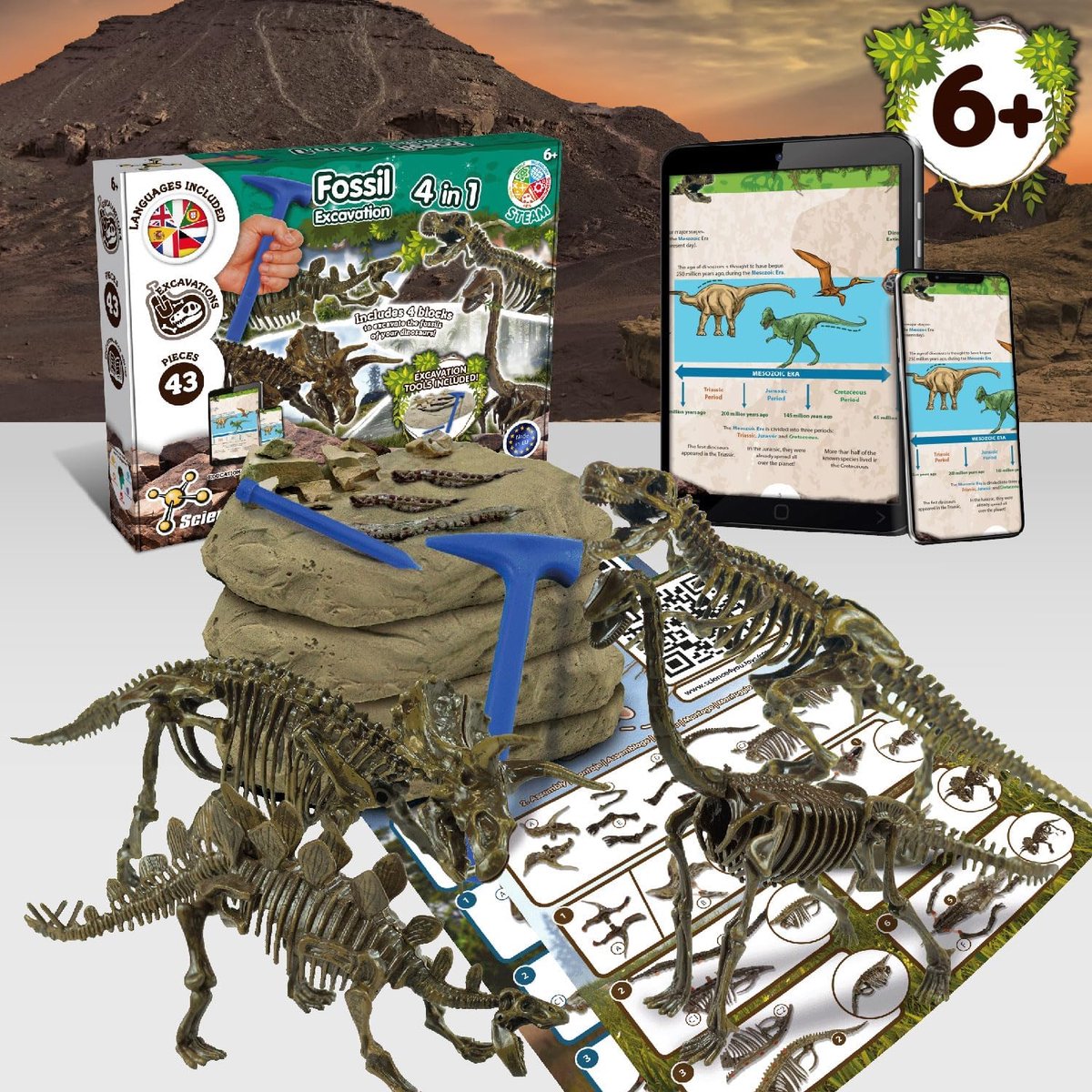 Science4You – Kit Archéologie Enfant 4 en 1 - Jeu Scientifique et