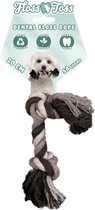 Floss Toss flostouw – zeer stevig en veilig hondenspeelgoed – hondentouw van gerecycled katoen – grijs trektouw – 30cm - 135g – 2 knopen