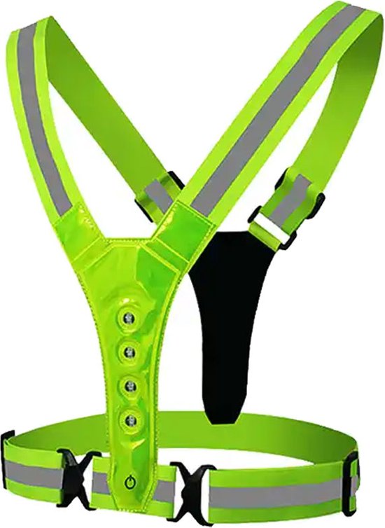 Éclairage de course - Gilet de course réglable - Gilet de course avec LED - Éclairage de Marche - Vert - Ciclón Sports