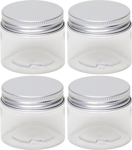 FIVE - Set van 4 glazen potten met deksels in beige