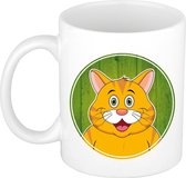 1x Rode katten beker / mok - 300 ml - poezen dieren mok voor kinderen