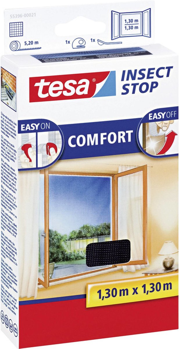 3x Tesa vliegenhor/raamhor zwart 1,3 x 1,3 meter - Insectenwering - Insectenhorren/vliegenhorren - Insecten en ongedierte weren