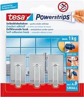 6x Tesa Powerstrips chroom haken small - Klusbenodigdheden - Huishouden - Verwijderbare haken - Opplak haken 6 stuks