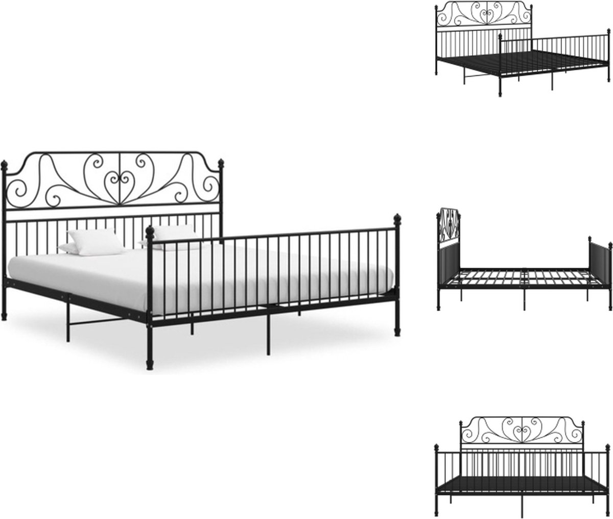 VidaXL Metalen Bedframe Zwart 206 x 204 x 131 cm Gepoedercoat metaal Bed