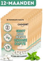 CHOOSE Family Box - 720 Tandpasta Tabletten - Duurzaam - Aanbevolen door Tandartsen - Zero Waste - Vegan - Fluoride - Ecologisch Verantwoord