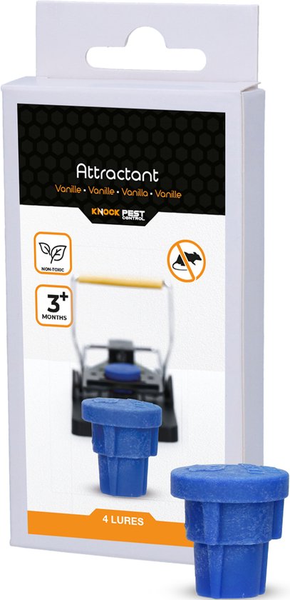 Foto: Knock pest control muizen lokmiddel 4 stuks voor het monitoren van muizen of ratten tot 3 maanden werkzaam vanille
