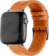 Bandz genuine leren band geschikt voor Apple Watch 1/2/3/4/5/6/7/8/9/SE/Ultra (2) - Maat 42 / 44 / 45 / 49 mm - Hoogwaardig leren materiaal smartwatch bandje - Lederen band met gespsluiting - bruin leren Apple Watch bandje