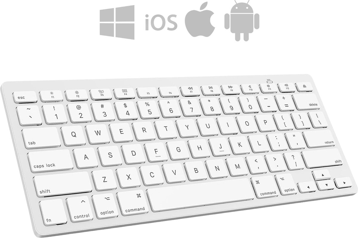 AKONIC Draadloos Bluetooth Toetsenbord - QWERTY Wireless Keyboard - Ergonomisch Design met stille toetsen - Premium Kwaliteit - Wit