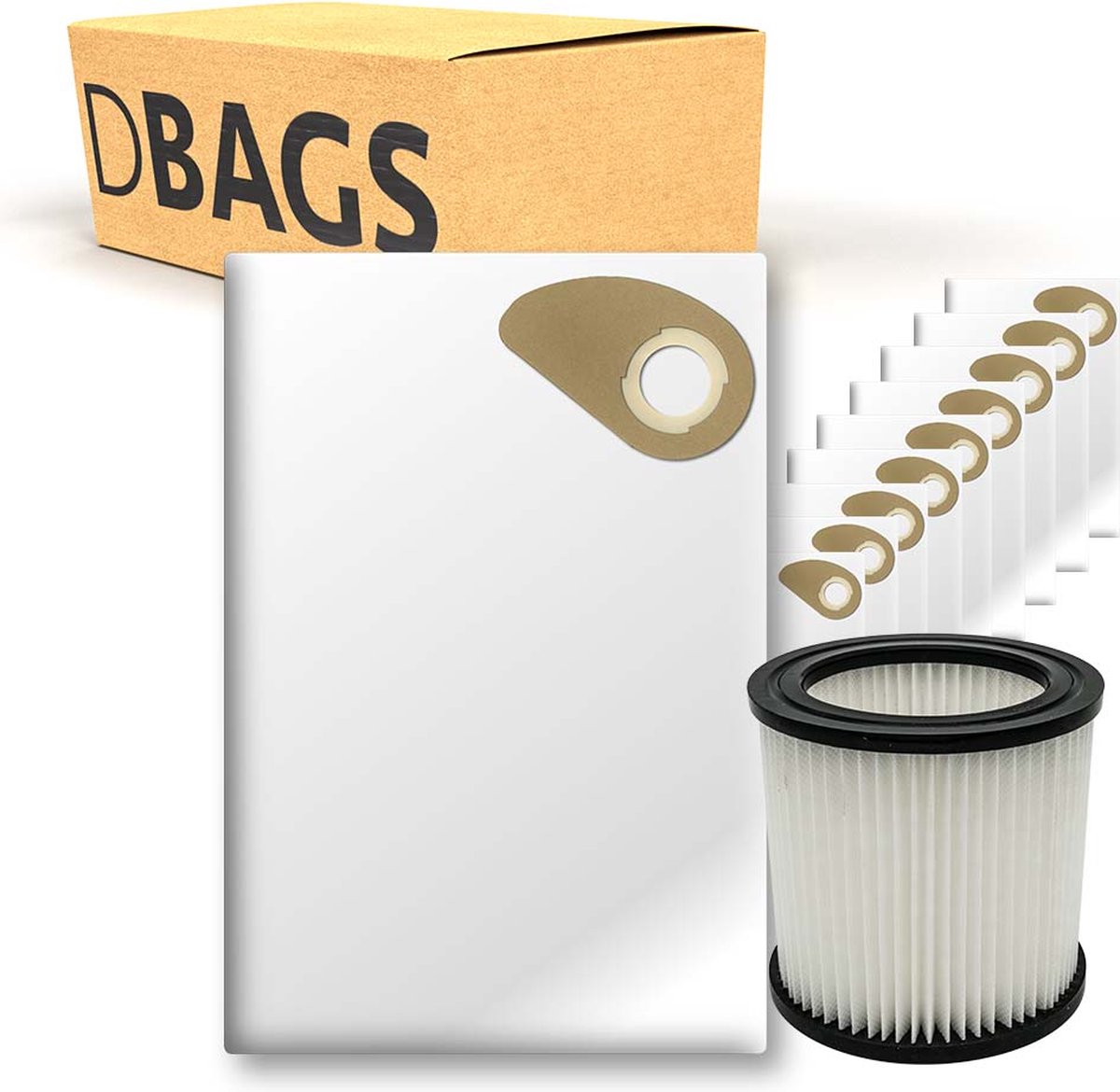 DBAGS® Stofzuigerzakken geschikt voor Nilfisk Buddy II - 10 Stuks + Motorfilter | Servicebox