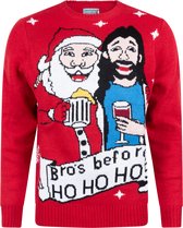 Foute Kersttrui Heren - Christmas Sweater "Bro's before Ho, Ho, Ho's" - Mannen Maat XXXXL - Kerstcadeau