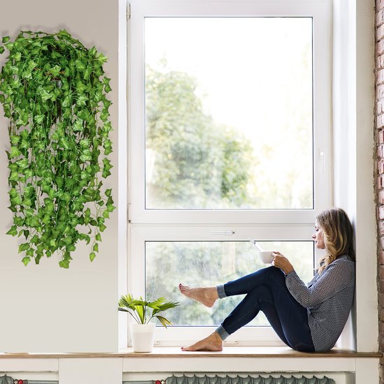 Klimop Slinger - 24 Stuks - 2.4m - Kunstmatige Hangplant - met 80 bladeren - Decoratie Plant voor Huis, Tuin, Bruiloften - Kunsthaag - Voor binnen en buiten - nep planten