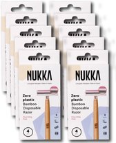 Nukka bamboe scheermes 3 mesjes roze 4-pack