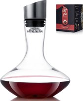 Wijnkaraf, Rode Wijndecanteerder, Decanteerder met ingebouwde beluchter, 100% met de hand geblazen loodvrij kristallen glas met roestvrijstalen deksel, filter, wijncadeaus voor mannen.