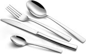 24-delige roestvrijstalen zilveren bestekset inclusief mes, vork, lepel, theelepel voor 6 personen - spiegelgepolijst, vaatwasmachinebestendig.