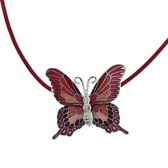 Behave Rode ketting met emaille vlinder