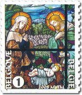 BPost - Kerst BE - 10 postzegels tarief 1 - Verzending België - Glasraam - kerstzegels