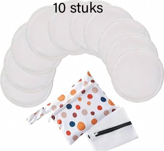 LaNicole® 100%Biologische-bamboe-herbruikbare pads-waterproof-Set van 10stuks - wasbare-absorberende-borstvoeding pads-Inclusies tasje