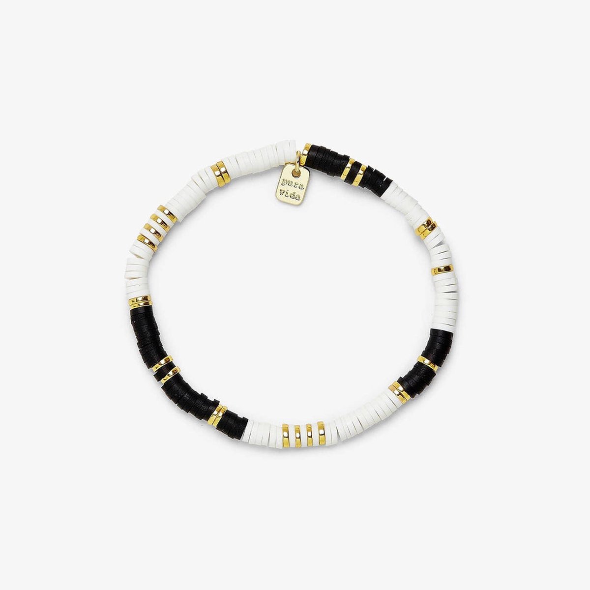 Pura Vida- BLACK & WHITE DISC STRETCH - armband