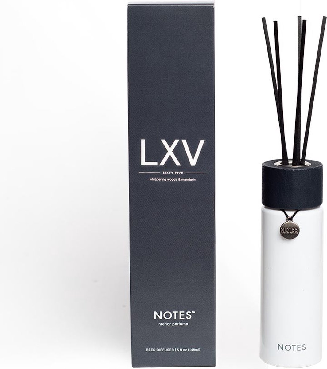 Notes Reed diffuser LXV - Whispering woods & mandarin - geurstokjes
