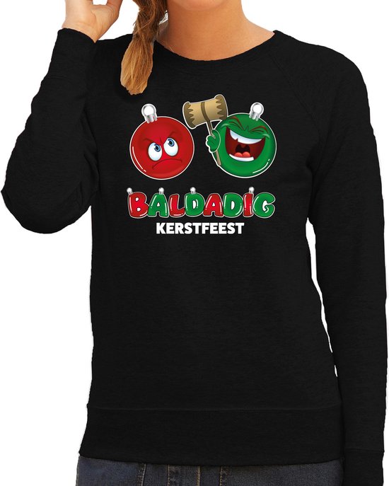 Bellatio Decorations foute Kersttrui/sweater voor dames - baldadig kerstfeest - zwart - ontdeugend M
