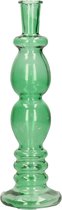Kaarsen kandelaar Florence - groen glas - helder - D9 x H28 cm