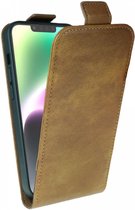 Rosso Element Verticale Flip Case Geschikt voor Apple iPhone 15 Pro Max | Portemonnee Book Case | Hoesje met Pasjeshouder | Magneetsluiting | Twee Pasjes | Bruin