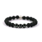 IbizaMen KIDS - jongens - armband - edelsteen - matte onyx - 6mm - 14cm