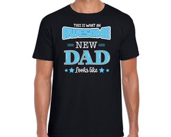 Bellatio Decorations Cadeau t-shirt aanstaande papa - awesome new dad - zwart/blauw - heren - Vaderdag/verjaardag XL