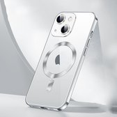 Sulada Soft case TPU en shockproof en lensbeschermer met magnetische ring voor de iPhone 15 Plus Zilver