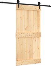 vidaXL - Schuifdeur - met - beslag - 100x210 - cm - massief - grenenhout