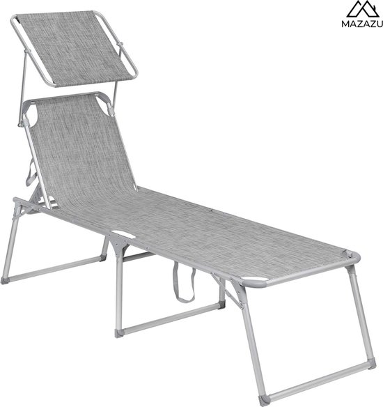 Viking Choice Ligstoel tuin - opvouwbaar - met hoofdsteun - beige Ligbed kopen