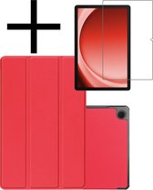Hoesje Geschikt voor Samsung Galaxy Tab A9 Plus Hoesje Case Hard Cover Hoes Book Case Met Screenprotector - Rood.