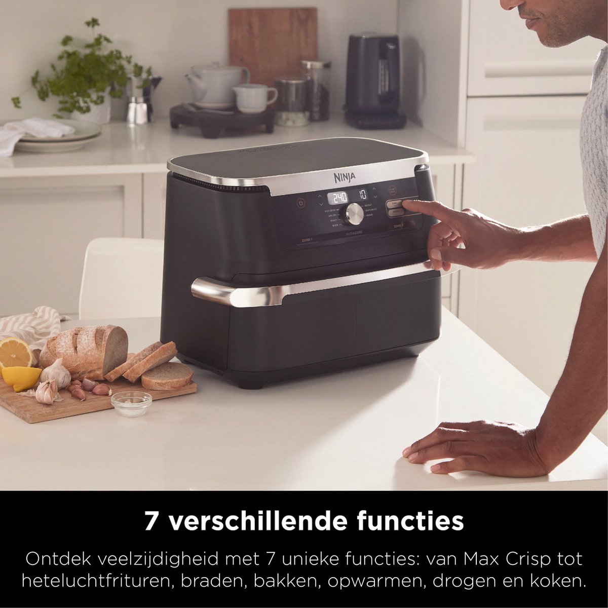 Afbeelding 3 van Ninja Foodi AF500EU Mega Dubbele Airfryer XXL - 10.4 Liter - Twee Kookvakken of Één MegaZone - Heteluchtfriteuse