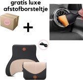EazyPeezy Coussin de Massage et support dorsal pour voiture - Connectable électriquement - Chargeur de voiture USB - Beige