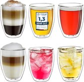 verres thermos à double paroi 250 ml, lot de 6, grand verre à boire résistant à la chaleur en verre borosilicaté, verres à café/thé
