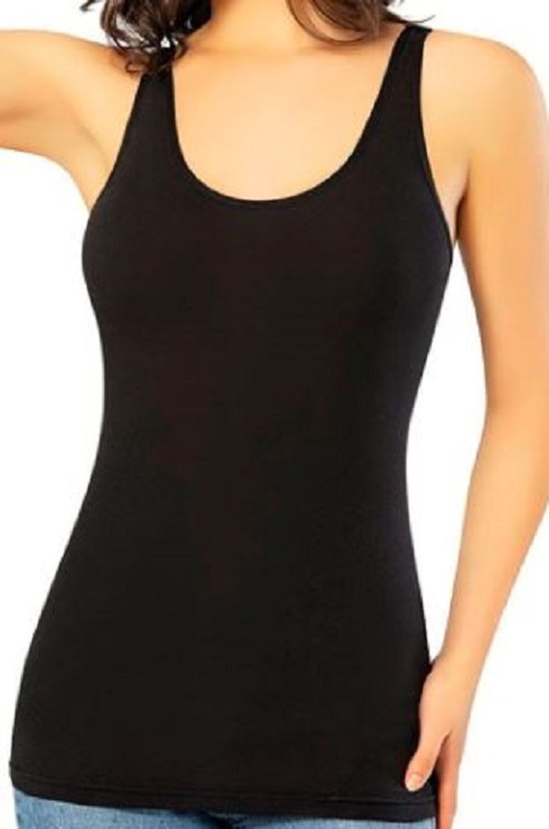 2pack Mode Lotus - Dames Onderhemd - Halterhemd - Maat L - Katoen Tanktop - Dames Onderhemd - Hemdjes Dames - Topje - Singlet - Kleur Zwart