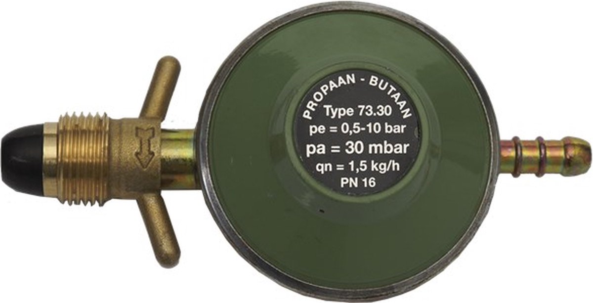 Gimeg pol soft noze gasdrukregelaar met slangpilaar 30mb 1,5kg/h