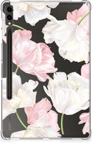 Leuk Hoesje Geschikt voor Samsung Galaxy Tab S9 Plus Cover Mooie Bloemen met doorzichte zijkanten