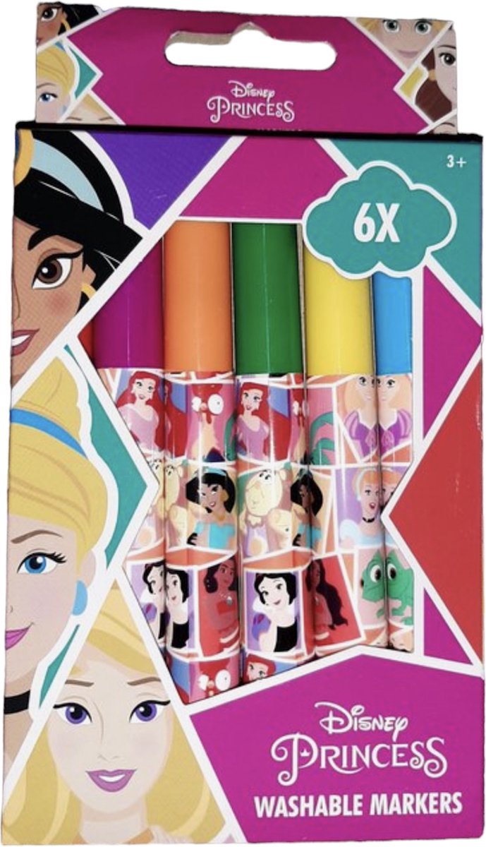 Disney princess - uitwasbare stiften - 6 washable markers - stiften uitwasbaar -