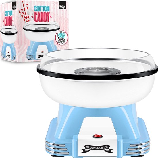 Gadgy Machine à Barbe à Papa Rétro Blauw - Avec 10 Bâtonnets et Cuillère à Mesurer - Fabrication de barbe à papa - Snoep - Fête d'Enfants