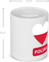 Akyol - tirelire coeur drapeau polska - Pologne - voyageurs - touriste - cadeau d'anniversaire - souvenir - vacances - cadeau - capacité 350 ML