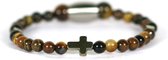 IbizaMen KIDS - pyrite kruis tijgeroog 4mm - 15cm