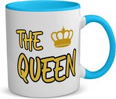 Akyol - the queen koffiemok - theemok - blauw - Koningin - een koningin - verjaardagscadeau - kroontje - kado - gift - geschenk - 350 ML inhoud