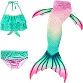 Zeemeerminstaart inclusief monovin en bikini set - Mermaid staart Oceans roze - Maat 140