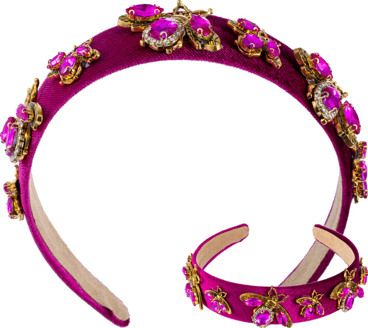 Nouka Roze Dames Diadeem – Met Roze Steentjes & Honingbij Versieringen – Vrouwen Haarband - Cadeau voor Vrouwen