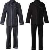2 pyjamas homme popeline de coton de Gentlemen 9433/9432 noir/rayure taille 50