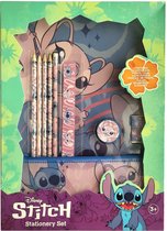 Disney Stitch - set de papeterie - set scolaire - carnet a4 - trousse - 4 crayons de couleur - crayon HB (gris) - règle - gomme - taille-crayon - Sinterklaas - Noël - cadeau - cadeau