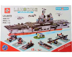 Landing Helicopter Dock - Bouwset - 6 in 1 set - 1192 onderdelen - Vliegdekschip - Giftbox - Compatible met bekende merk